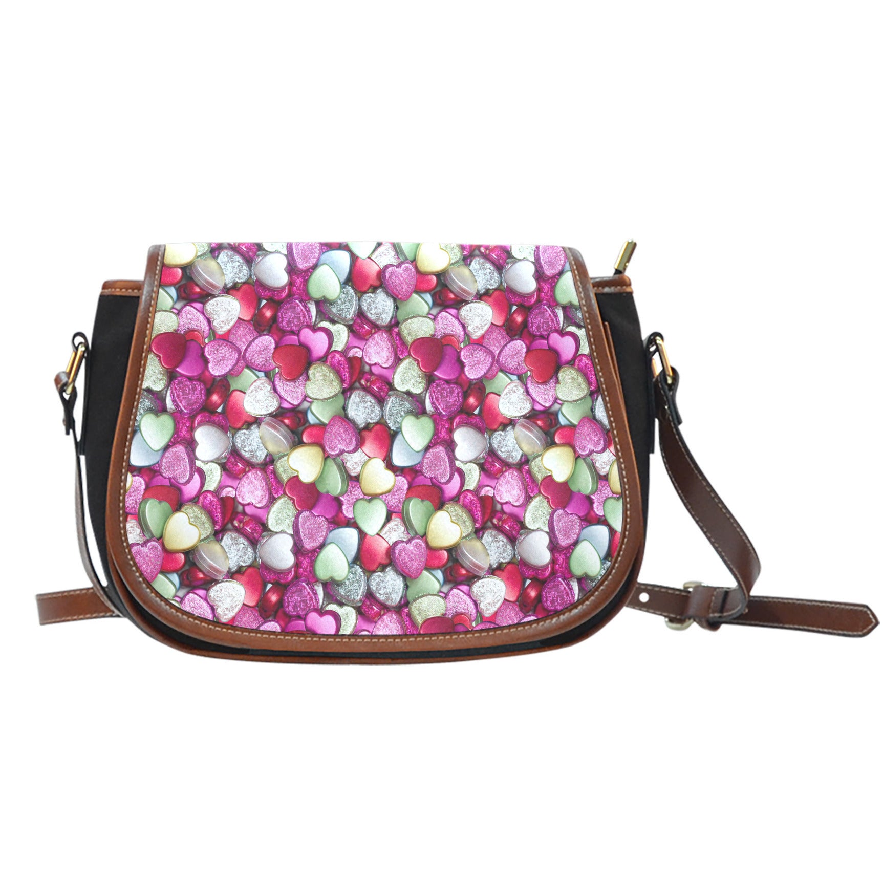 Candy Themed Design #12 Crossbody Shoulder Canvas Leather Saddle Bag