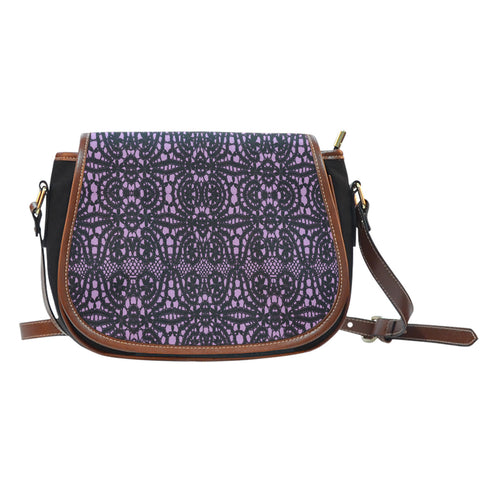 Lace Themed DFS14 Crossbody Shoulder Canvas Leather Saddle Bag