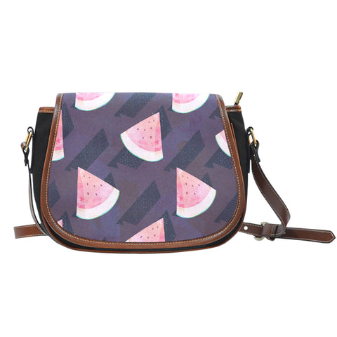 Fruits Themed Design A13 Crossbody Shoulder Canvas Leather Saddle Bag