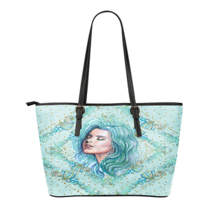 Summer Mermaid Themed Design C4 Women Small Leather Tote Bag