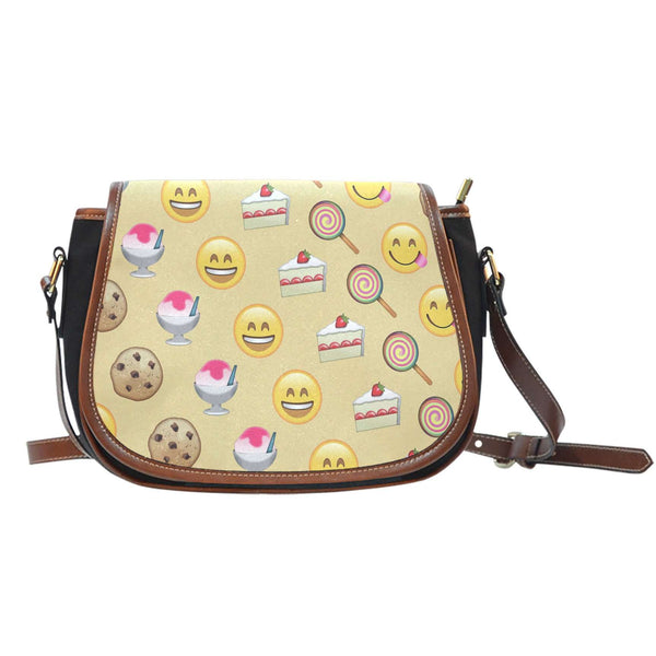 Emojis Sweet Crossbody Shoulder Canvas Leather Saddle Bag