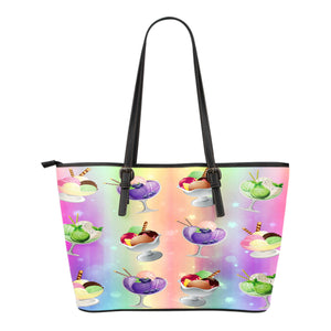 Ice Cream Themed Design C10 Women Small Leather Tote Bag