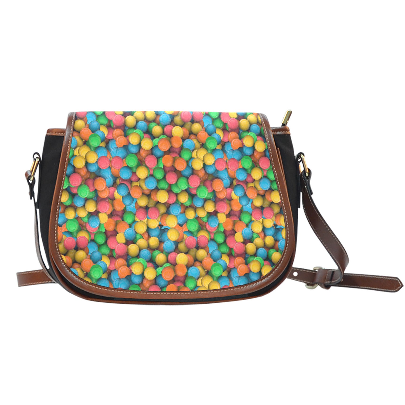 Candy Themed Design #7 Crossbody Shoulder Canvas Leather Saddle Bag