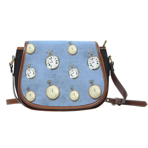Alice Time Crossbody Shoulder Canvas Leather Saddle Bag