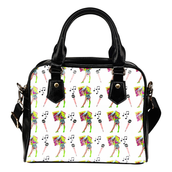 Jems and Holograms Themed Design B11 Women Fashion Shoulder Handbag Black Vegan Faux Leather