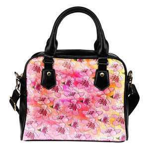 Spring Paper Themed Design B7 Women Fashion Shoulder Handbag Black Vegan Faux Leather
