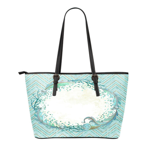 Summer Mermaid Themed Design C15 Women Small Leather Tote Bag