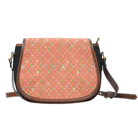 Woodland Themed Design 4 Crossbody Shoulder Canvas Leather Saddle Bag