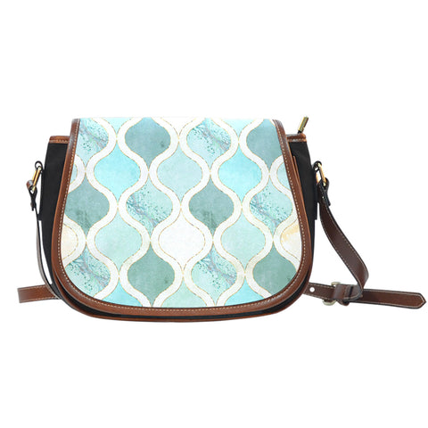 Summer Mermaid Themed Design 14 Crossbody Shoulder Canvas Leather Saddle Bag