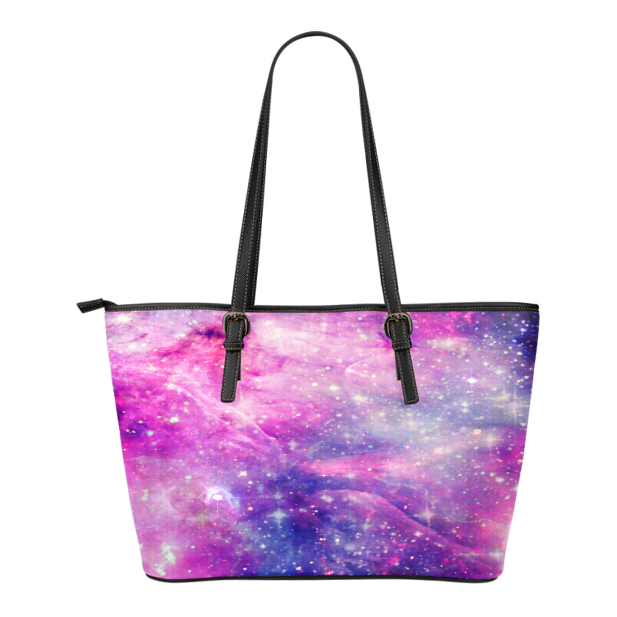 Pastel Galaxy Themed Design C1 Women Small Leather Tote Bag