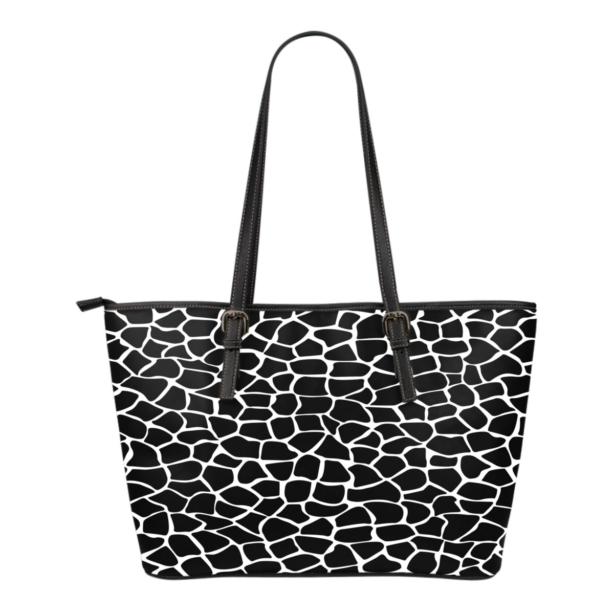 Animal Print BW Themed Design C4 Women Small Leather Tote Bag