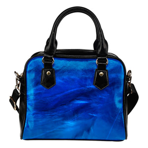 Feather Themed Design #B05 Women Fashion Shoulder Handbag Black Vegan Faux Leather