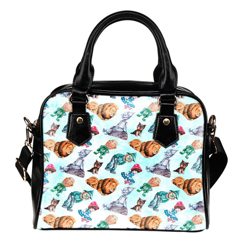 Wizard Of Oz Themed Design B12 Women Fashion Shoulder Handbag Black Vegan Faux Leather