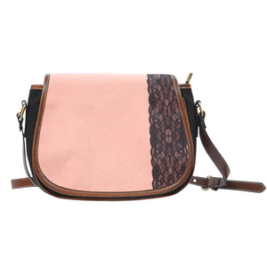 Lace Themed DFS4 Crossbody Shoulder Canvas Leather Saddle Bag
