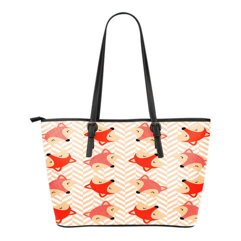 Fox 3 Themed Design C1 Women Large Leather Tote Bag