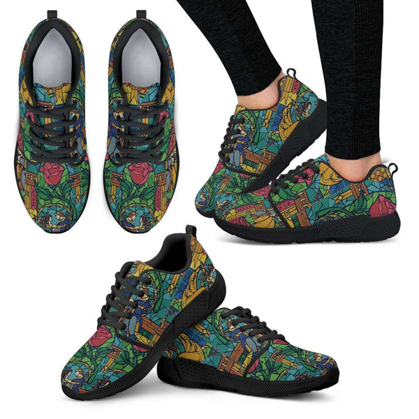 Beauty And The Beast Stained Glass Womens Athletic Sneakers