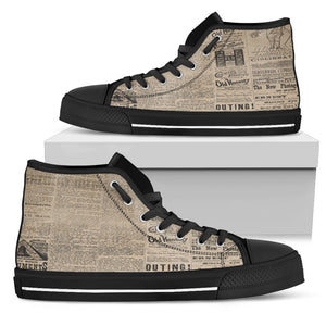 Old Newspaper 3 Women High Top Shoes