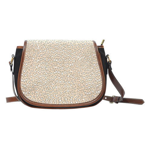 Leopard Print Themed Design 04 Crossbody Shoulder Canvas Leather Saddle Bag