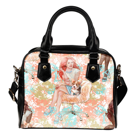 Crafter Fashion Themed Design B2 Women Fashion Shoulder Handbag Black Vegan Faux Leather