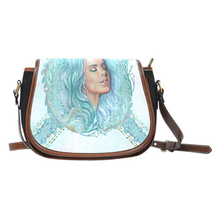 Summer Mermaid Themed Design 3 Crossbody Shoulder Canvas Leather Saddle Bag