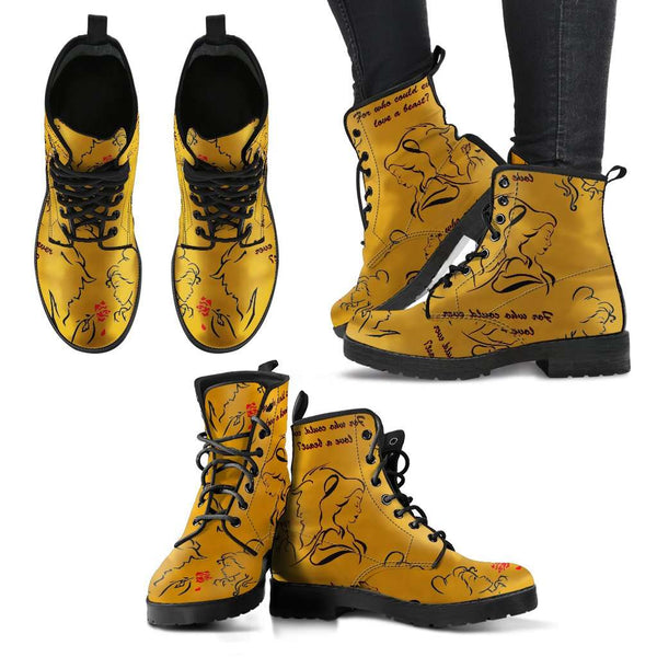 Beauty And The Beast Love Womens Leather Boots