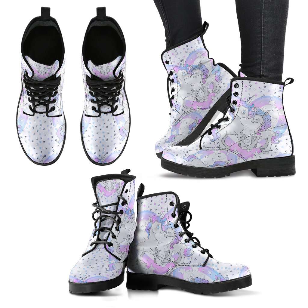 Unicorn In Love Heart Womens Leather Boots - STUDIO 11 COUTURE