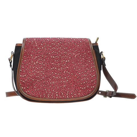 Leopard Print Themed Design 12 Crossbody Shoulder Canvas Leather Saddle Bag
