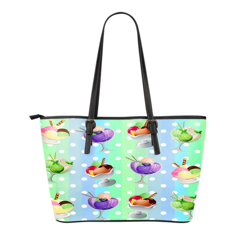 Ice Cream Themed Design C4 Women Small Leather Tote Bag