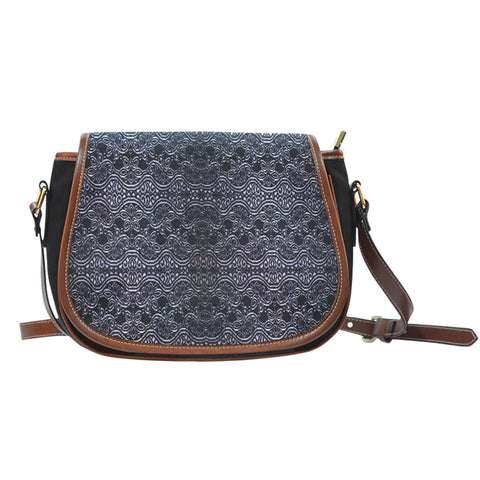 Lace Themed DFS20 Crossbody Shoulder Canvas Leather Saddle Bag