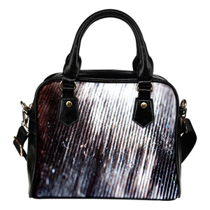 Feather Themed Design #B14 Women Fashion Shoulder Handbag Black Vegan Faux Leather