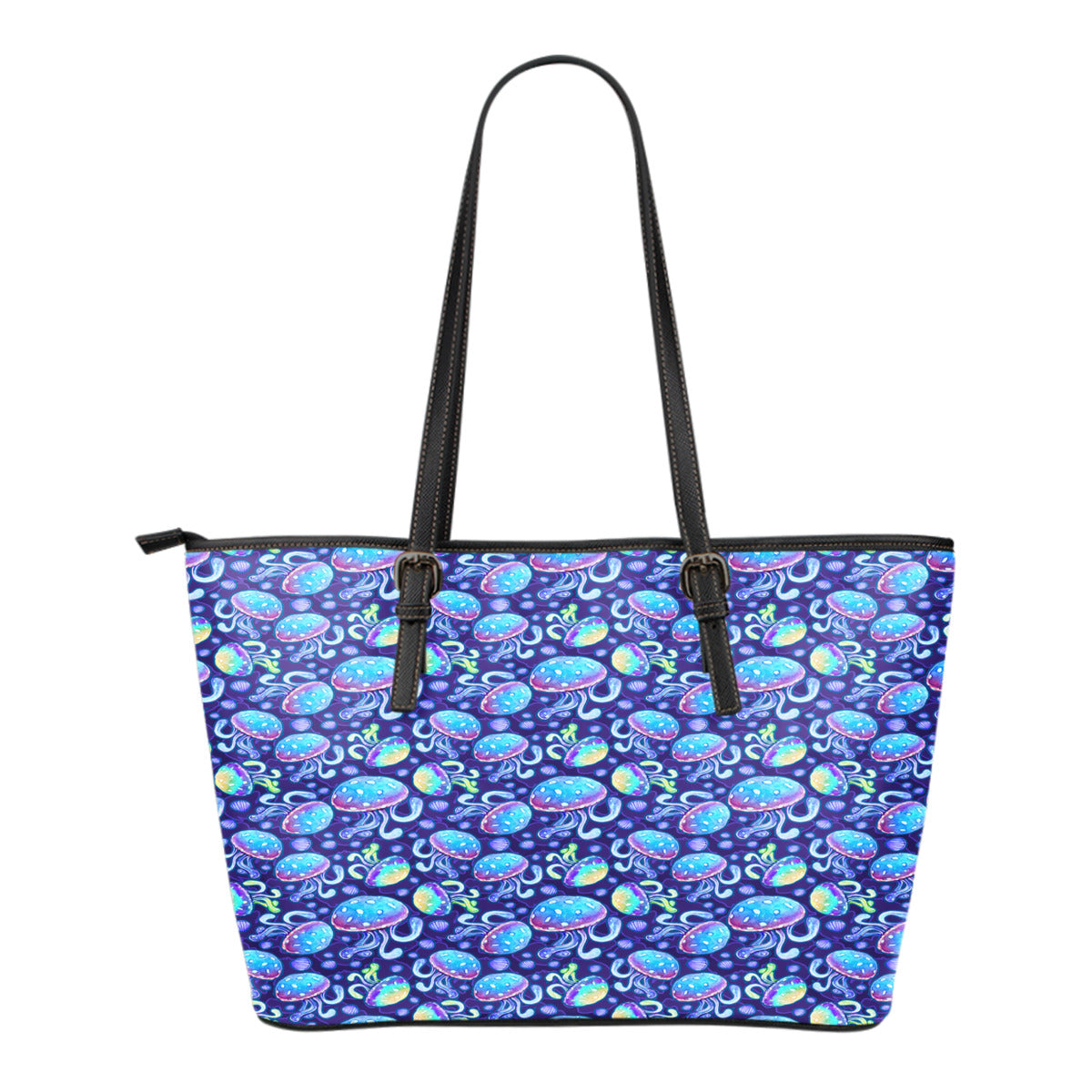Mermaid Themed Design C11 Women Small Leather Tote Bag