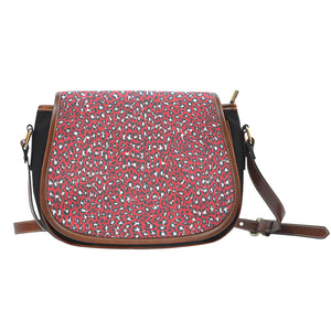 Leopard Print Themed Design 09 Crossbody Shoulder Canvas Leather Saddle Bag