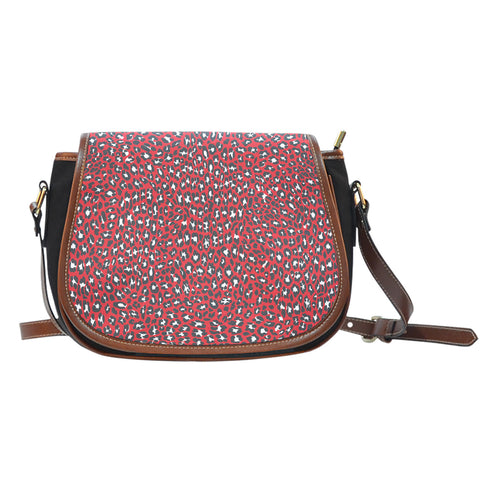 Leopard Print Themed Design 09 Crossbody Shoulder Canvas Leather Saddle Bag