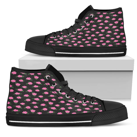 Small Black Rose Women High Top Shoes