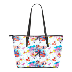 80s Fashion Themed Design C10 Women Small Leather Tote Bag
