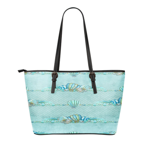 Summer Mermaid Themed Design C7 Women Small Leather Tote Bag