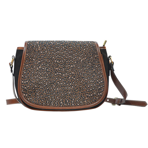 Leopard Print Themed Design 13 Crossbody Shoulder Canvas Leather Saddle Bag