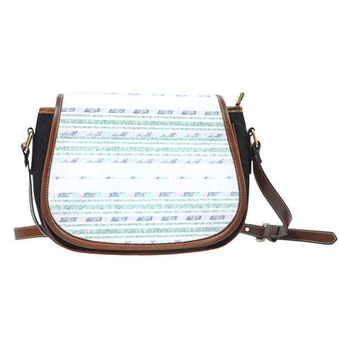 Christmas Themed Design A5 Crossbody Shoulder Canvas Leather Saddle Bag