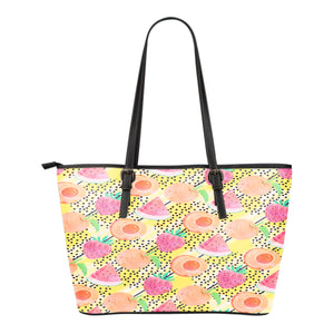 Fruits Themed Design C9 Women Large Leather Tote Bag