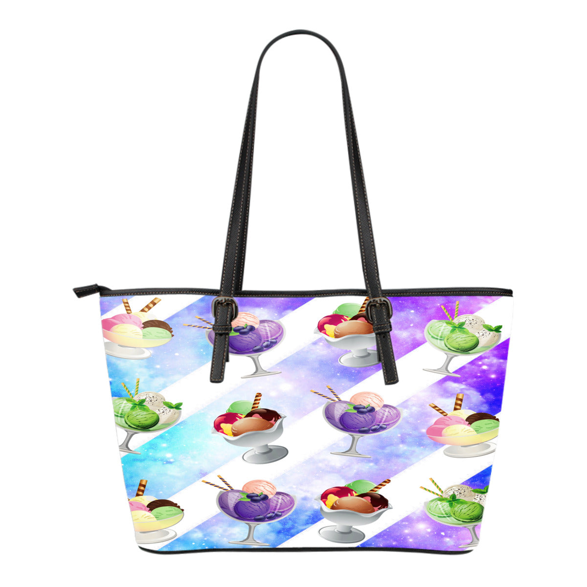 Ice Cream Themed Design C6 Women Small Leather Tote Bag