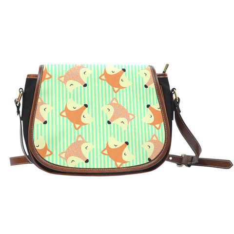 Foxes (E1) Crossbody Shoulder Canvas Leather Saddle Bag