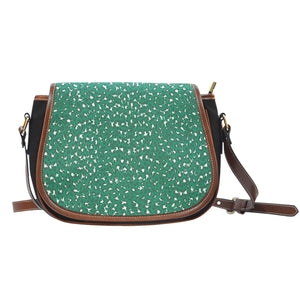 Leopard Print Themed Design 18 Crossbody Shoulder Canvas Leather Saddle Bag