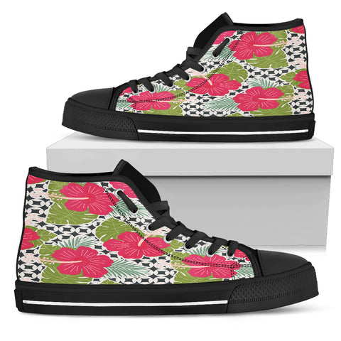 Tropical Hibiscus Flower Women High Top Shoes - STUDIO 11 COUTURE