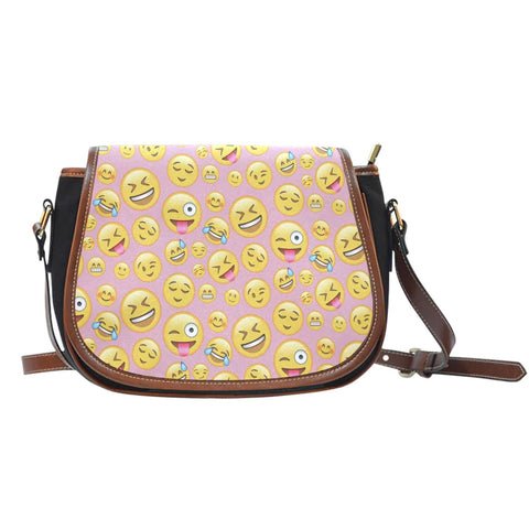Emojis Happy Crossbody Shoulder Canvas Leather Saddle Bag