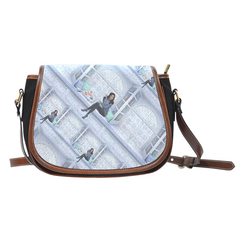 Christmas Themed Design A14 rossbody Shoulder Canvas Leather Saddle Bag