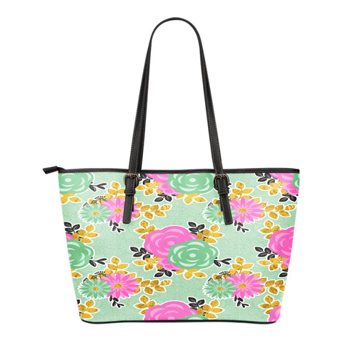 Floral Springs 3 Themed Design C1 Women Large Leather Tote Bag