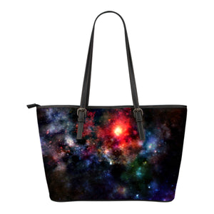 Galaxy Themed Design C10 Women Small Leather Tote Bag