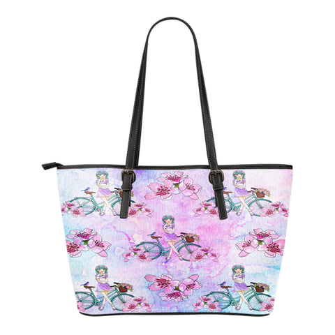Spring Paper Themed Design C4 Women Small Leather Tote Bag