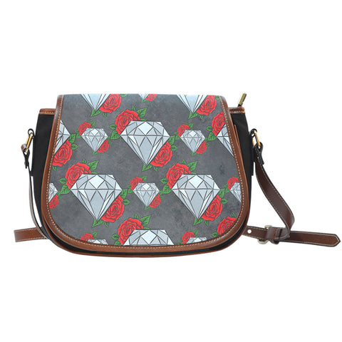 Sugar Skull Themed Design 9 Crossbody Shoulder Canvas Leather Saddle Bag