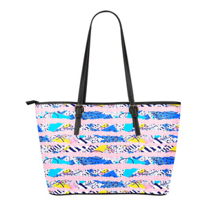 80s Fashion Themed Design C1 Women Small Leather Tote Bag